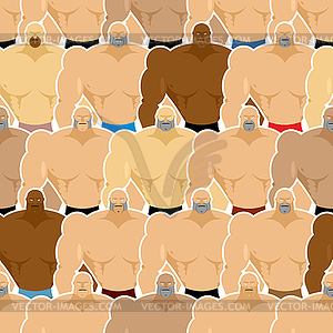 Bodybuilding competitions seamless pattern. Many - vector image