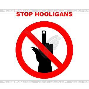 Sign Stop bullies, hooligans. Crossed out fuck. - vector clipart