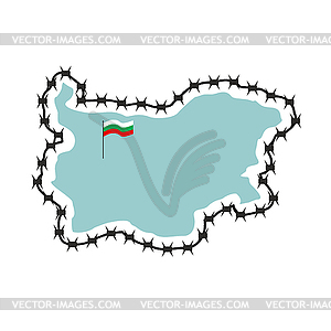 Map Of Bulgaria. Map of States with barbed wire. - vector clip art