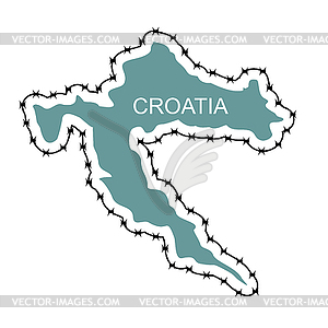 Карта Хорватии. Страна закрывает границу с - векторный дизайн