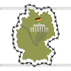 Map Of Germany. Map of States with barbed wire. - vector image