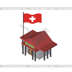 Швейцарский банк. Надежный банк с флагом - векторный клипарт / векторное изображение