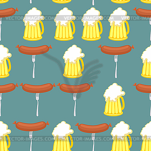 Sausage and beer seamless pattern. Symbol of - vector clip art