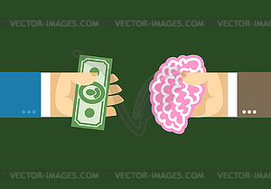 Arms and money, hand and brain. For Sale - royalty-free vector image