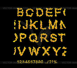 Fire fonts. ABC Fire letters . Vecto - vector clipart