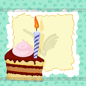 Cartoon funny Birthday cake card - vector image