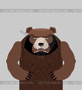 Angry bear standing - vector image