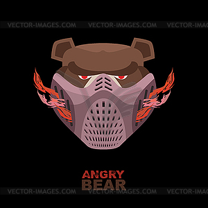 Angry bear in mask. ferocious wild animal - vector clipart