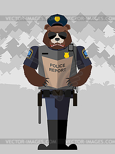 Bear police officer - vector clipart