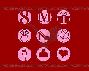 8 March, international women`s day, icon - vector clipart