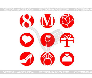 8 March, international women`s day, icon - vector clipart
