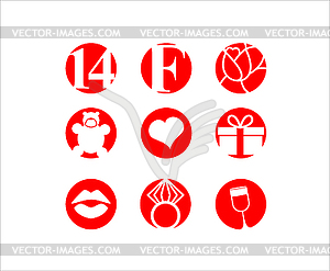 Valentine`s day, icon set - vector image