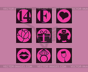 Valentine`s day, 14 February, icon - vector clip art