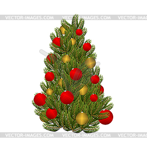 Christmas tree and toys. Decorated Christmas tree - vector clipart