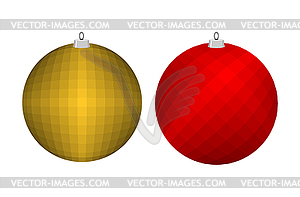 Christmas tree toy. Golden and red ball. - vector image