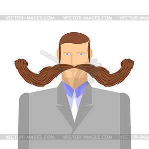 Man with mustache. Barbel. Big and heavy mustache. - vector image