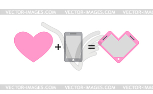 Любовь и телефон. Фантастический дизайн концепт телефона для - векторное изображение EPS