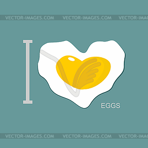 I love scrambled eggs. Scrambled eggs as symbol of - vector clip art