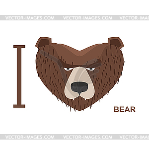 I love bear. Symbol heart bear head. for wil - vector clip art