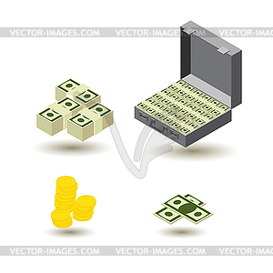 Money icons isometric style - vector clip art