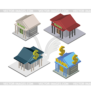 Set bank Isometric Building - vector image