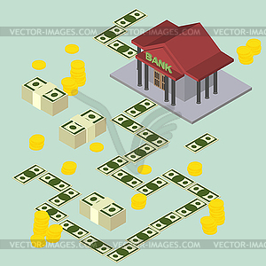 Way to Bank. Isometric style - vector clipart