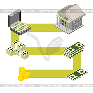 Way to Bank. Isometric style - vector clip art