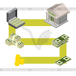 Способ Банка. Изометрические стиль - иллюстрация в векторном формате
