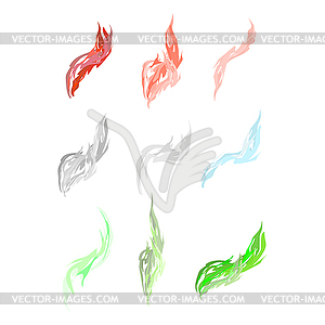 Set of acid fumes and smoke. Pink and green smoke. - vector image