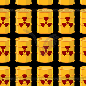 Yellow barrels of radioactive substance seamless - vector clipart