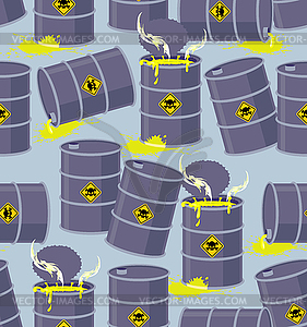 Dump toxic waste barrels. Seamless pattern dump - vector clipart