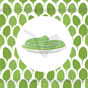 Spinach spaghetti spinach leaves on background. - vector image