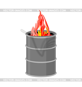 Barrel with fire. Fire for homeless to become - vector image