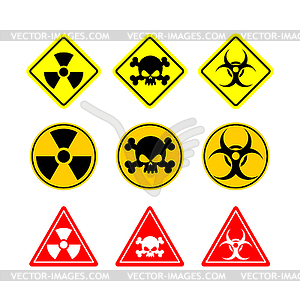 Set sign Biohazard, toxicity, dangerous. Yellow - vector clipart