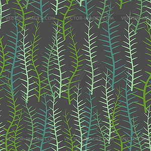 Algae seamless pattern. Green long Plant into sea o - vector image