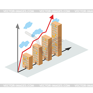 Graphics construction growth. Buildings of city, an - vector clip art