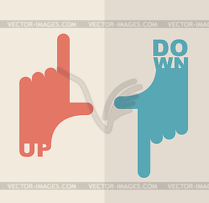 Logo hand. Shows direction up and down - vector clip art