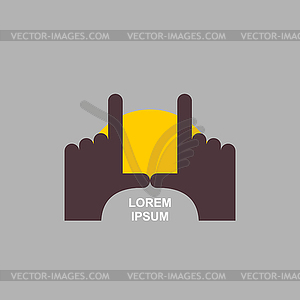 Logo of hands. Sunset - vector clip art