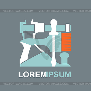 Construction tools logo. Vernier caliper, - vector clip art