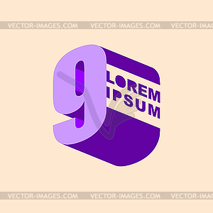 Number 9 3D logo, design template elements. Digit - vector image