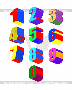 Set Crazy colorfu 3D numbers.  - vector clip art