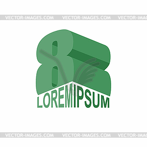 Logo 8. Green number eight 3D. design template - vector clip art