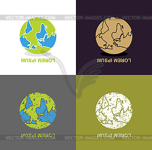 Inverted Earth - logo for travel company. Planet - vector clip art