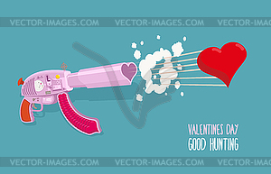 Arms of love. Gun shoots hearts. Valentines day. - vector clip art