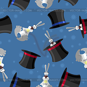 Rabbit in hat seamless pattern. background for - vector image