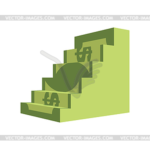 Dollar ladder. Steps out of money. Ascent to wealth - vector image