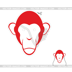 Festive red monkey mask. Symbol of new year - vector clipart