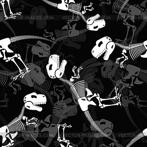 Dinosaur skeleton 3d background. Seamless pattern o - vector clipart