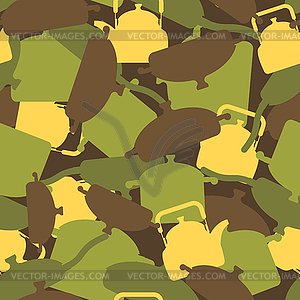 Military texture of kitchen utensils. Camouflage - vector clipart