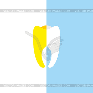 For bleaching teeth. Half white, half tooth - vector clipart / vector image